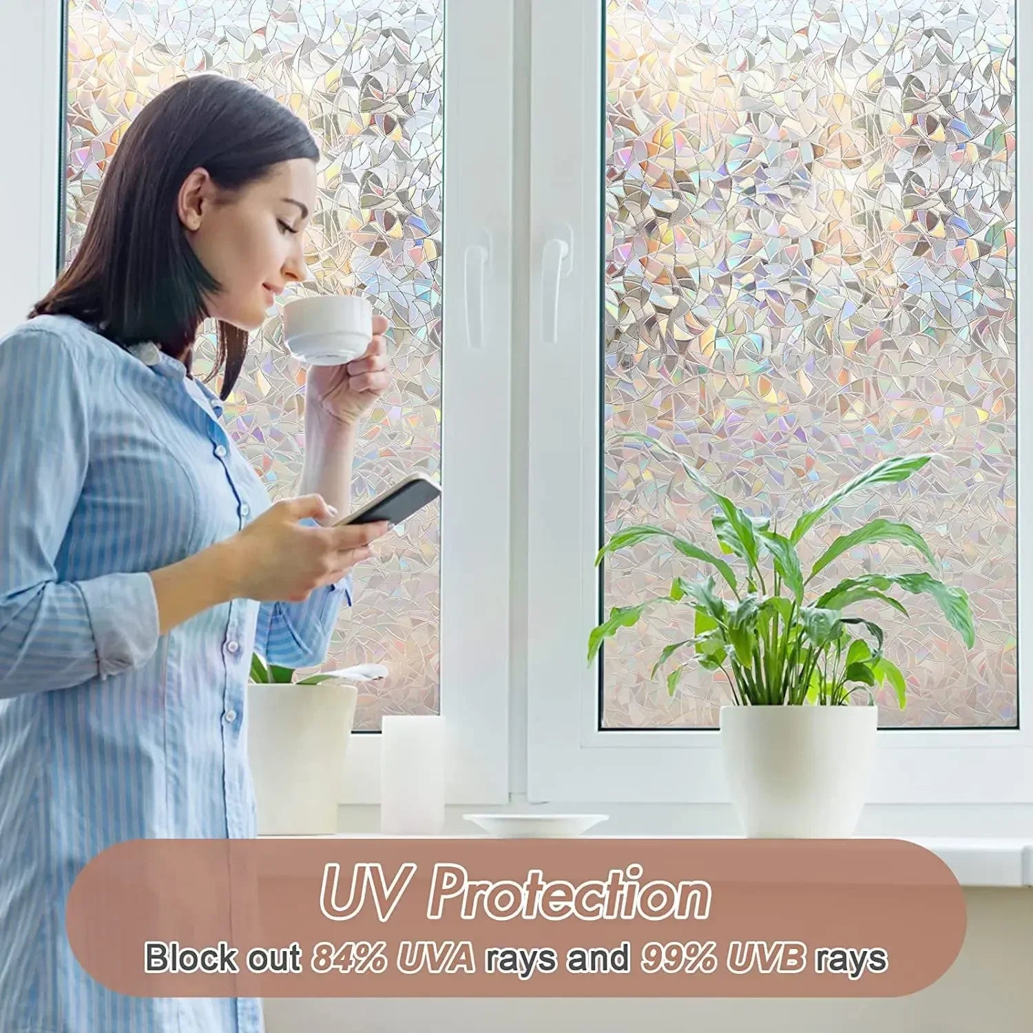 Rainbow Window Privacy Film – Static Cling Stained Glass Sticker