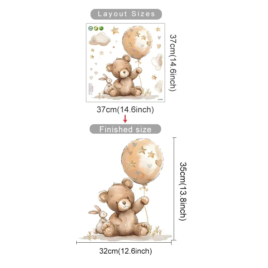 Cartoon Hot Air Balloon Animals Wall Stickers