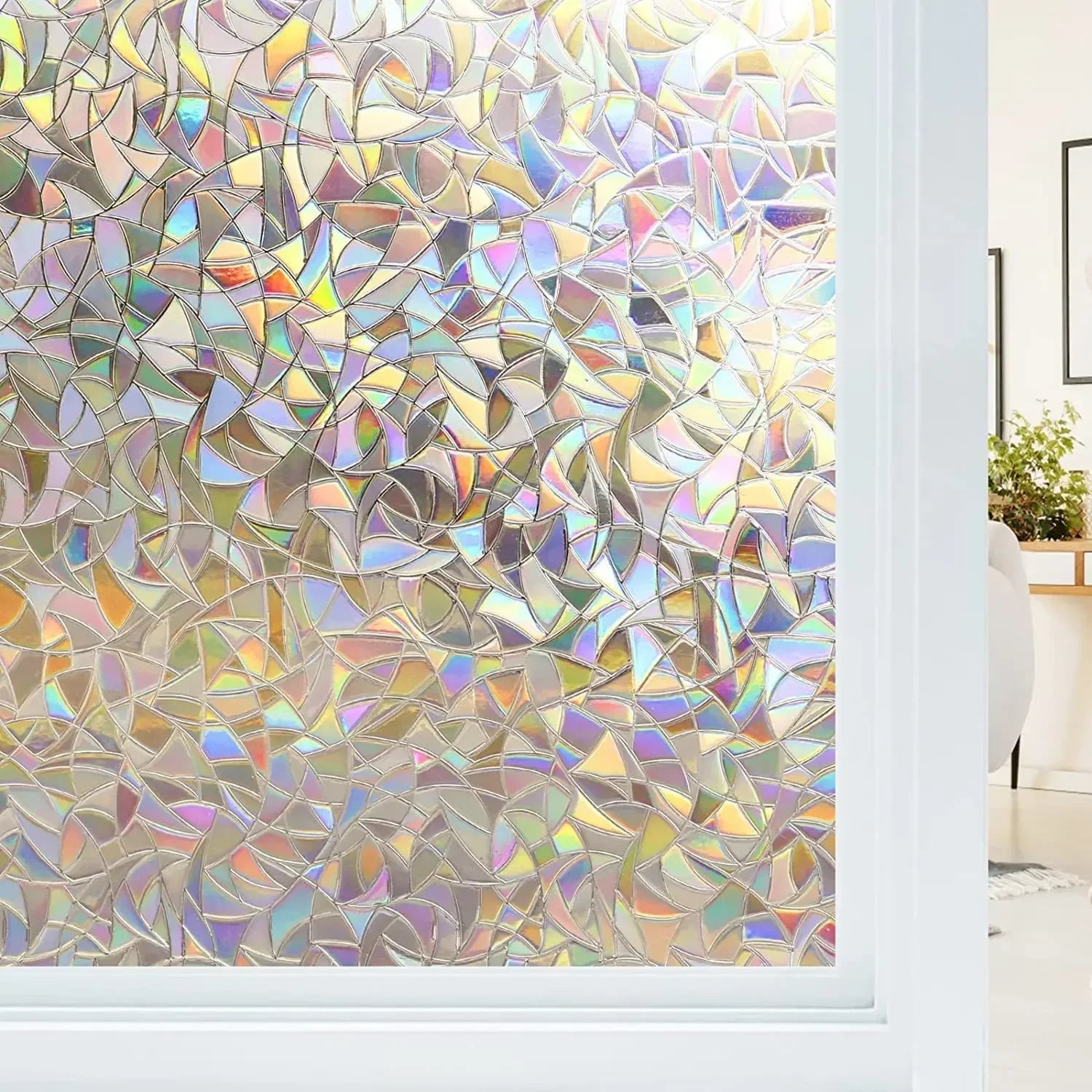 Rainbow Window Privacy Film – Static Cling Stained Glass Sticker
