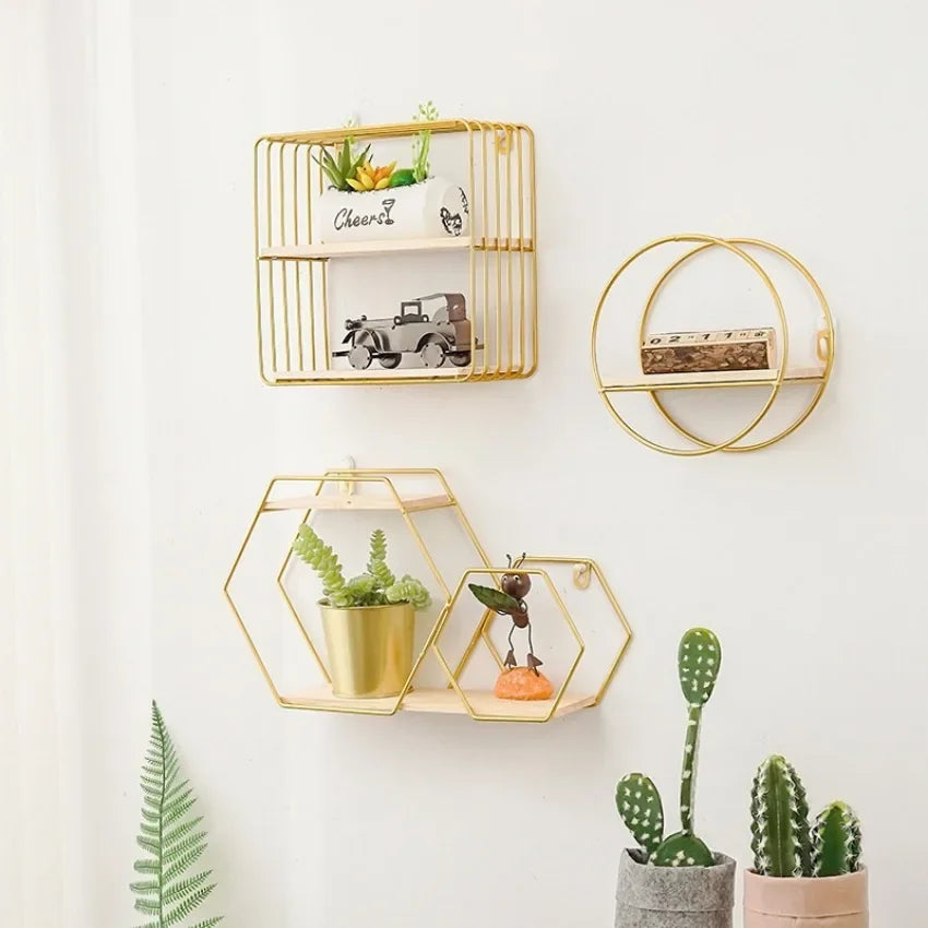Black/Gold Nordic Wall Shelf