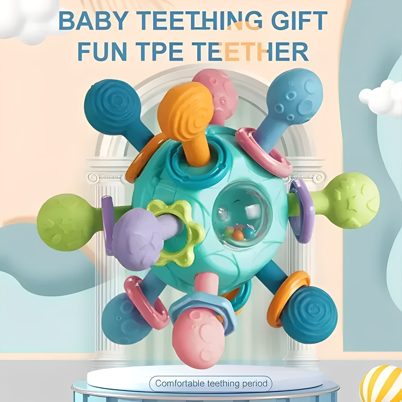 Baby Rotating Rattle Ball – Sensory Teether Toy