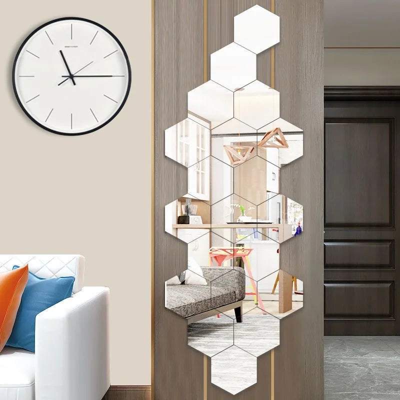 3D Hexagon Mirror Wall Stickers