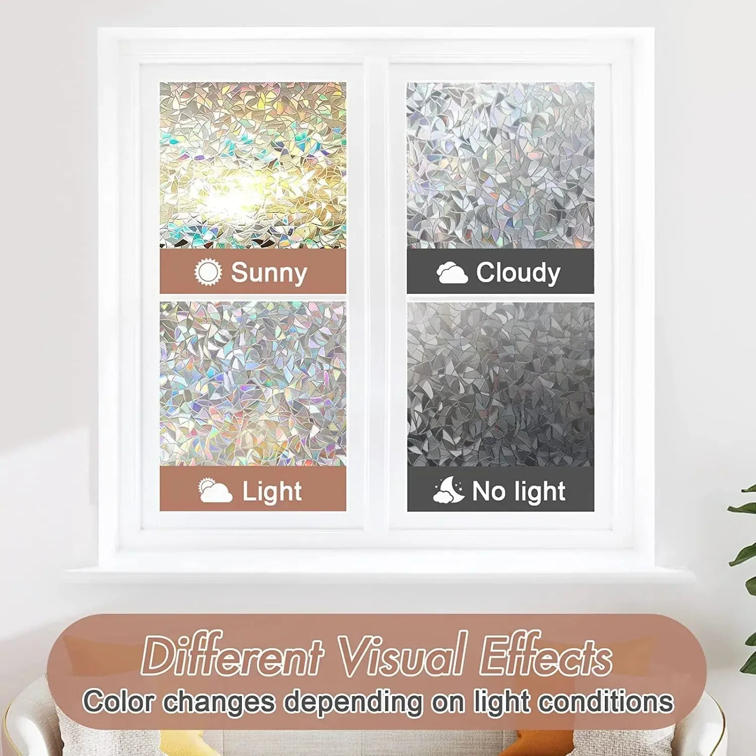 Rainbow Window Privacy Film – Static Cling Stained Glass Sticker