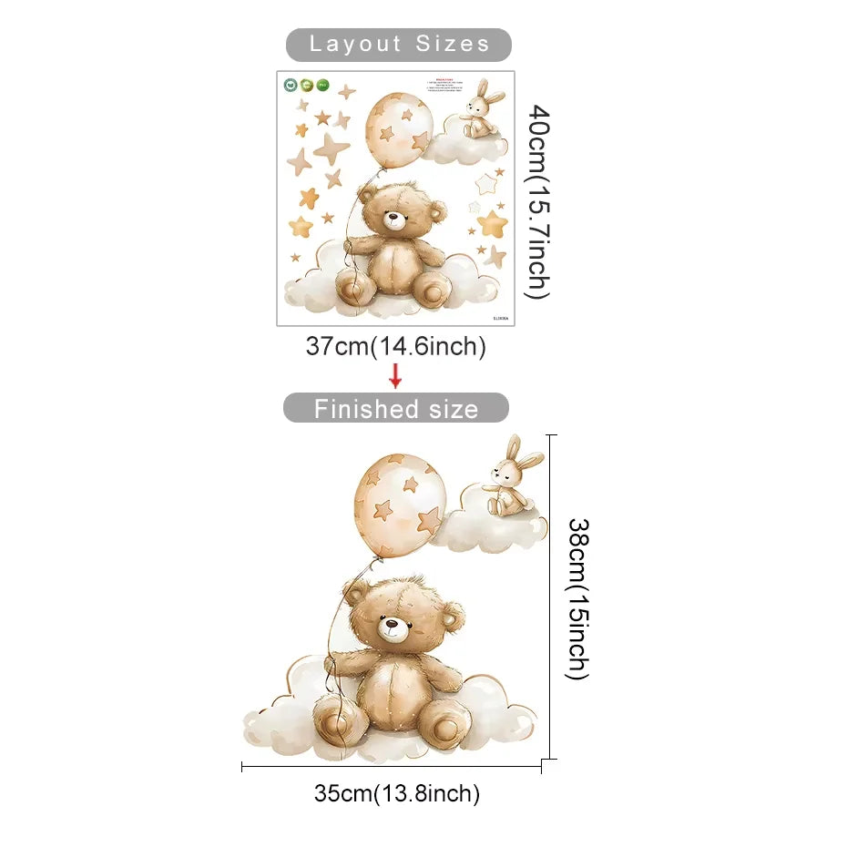 Cartoon Hot Air Balloon Animals Wall Stickers