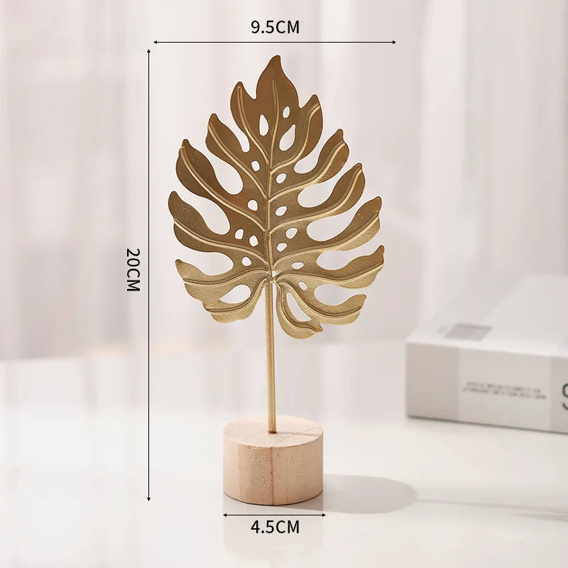 Golden Ginkgo Leaf Metal Figurine