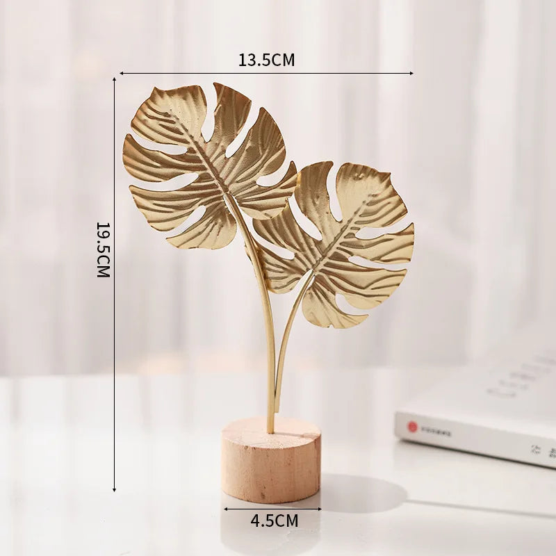 Golden Ginkgo Leaf Metal Figurine