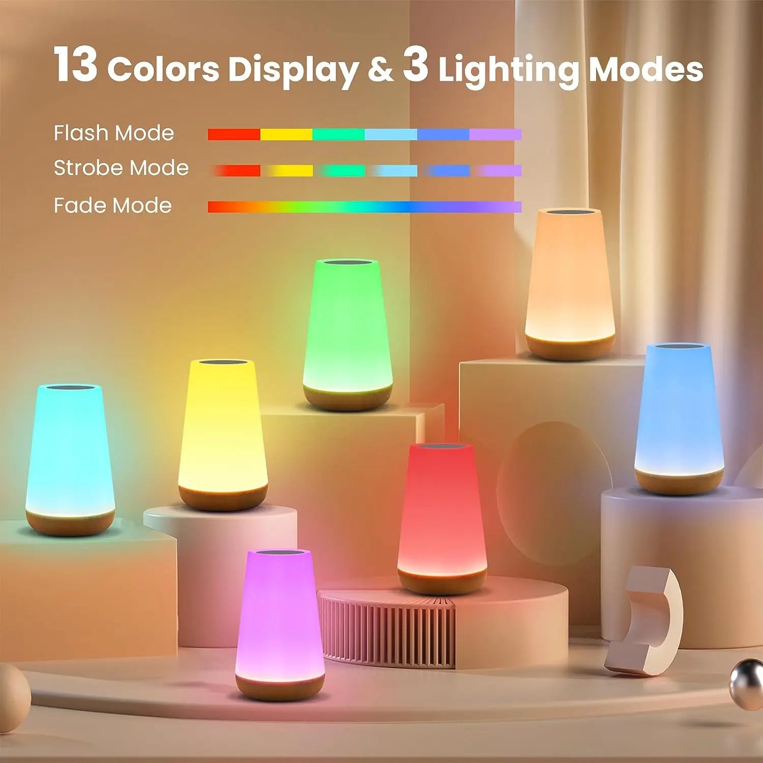 13 Color Changing Night Light – USB RGB Bedside Lamp