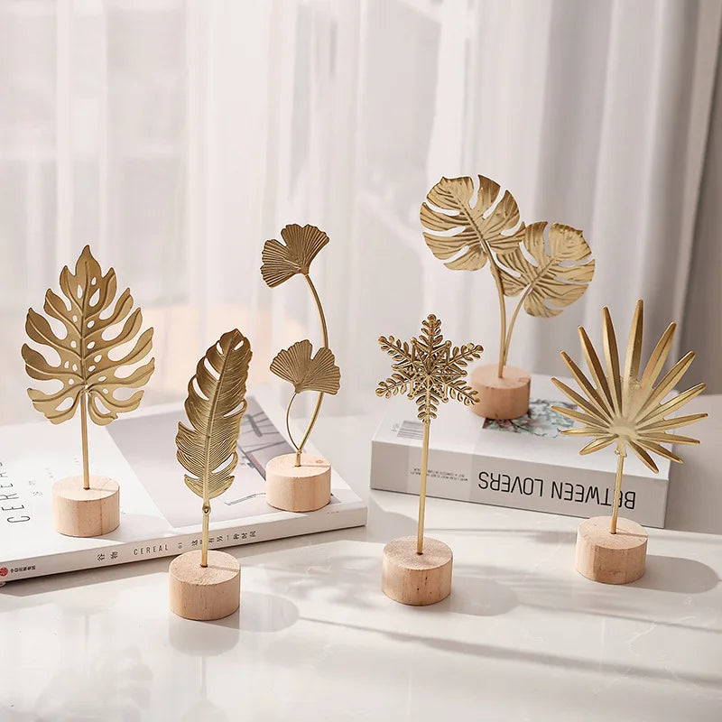 Golden Ginkgo Leaf Metal Figurine