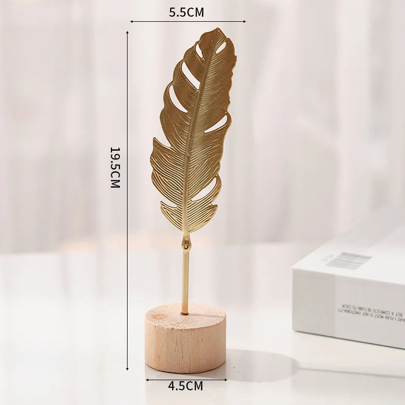 Golden Ginkgo Leaf Metal Figurine